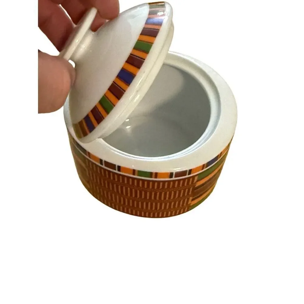 Royal Porcelain made for Struggleman Inc Aztec Stripe Sugar‎ Bowl with Lid